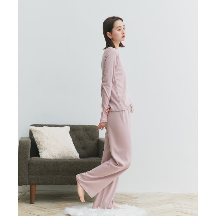 ロゴ刺繍スムースロングTシャツルームウェア | ad thie | 詳細画像12 