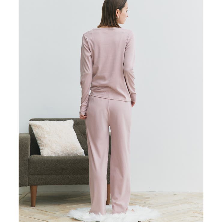 ロゴ刺繍スムースロングTシャツルームウェア | ad thie | 詳細画像13 