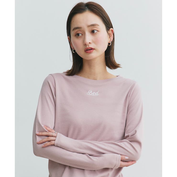 ロゴ刺繍スムースロングTシャツルームウェア | ad thie | 詳細画像16 