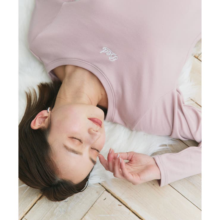 ロゴ刺繍スムースロングTシャツルームウェア | ad thie | 詳細画像17 