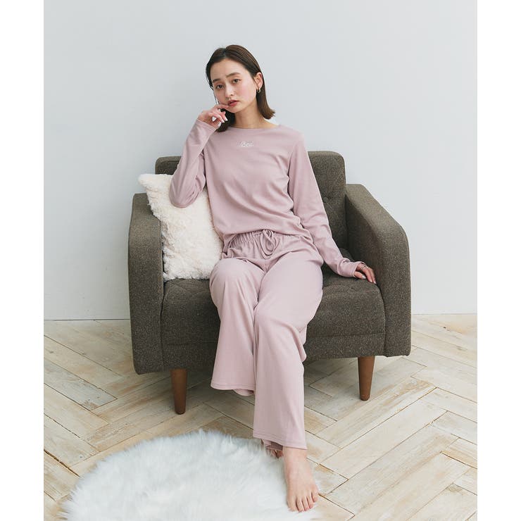 ロゴ刺繍スムースロングTシャツルームウェア | ad thie | 詳細画像18 