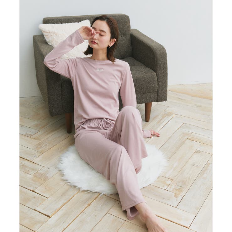 ロゴ刺繍スムースロングTシャツルームウェア | ad thie | 詳細画像19 