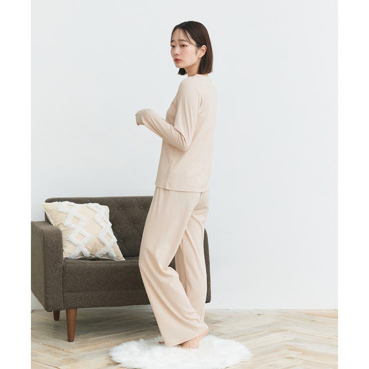 ロゴ刺繍スムースロングTシャツルームウェア | ad thie | 詳細画像23 