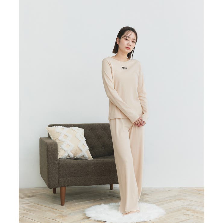 ロゴ刺繍スムースロングTシャツルームウェア | ad thie | 詳細画像24 