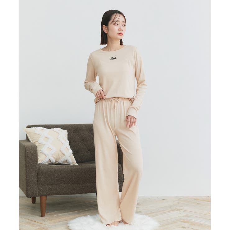 ロゴ刺繍スムースロングTシャツルームウェア | ad thie | 詳細画像25 