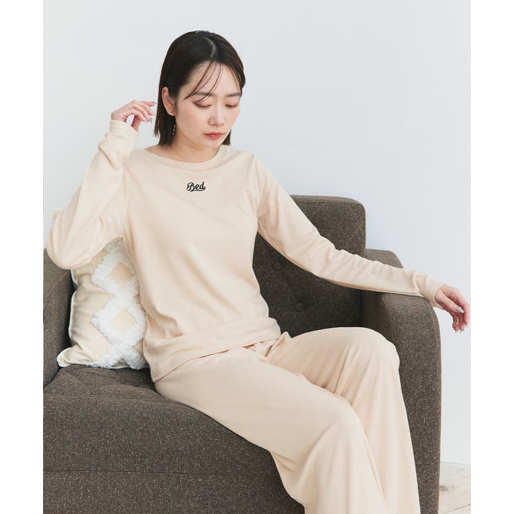 ロゴ刺繍スムースロングTシャツルームウェア | ad thie | 詳細画像29 