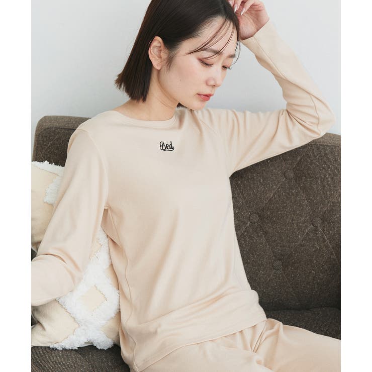 ロゴ刺繍スムースロングTシャツルームウェア | ad thie | 詳細画像30 