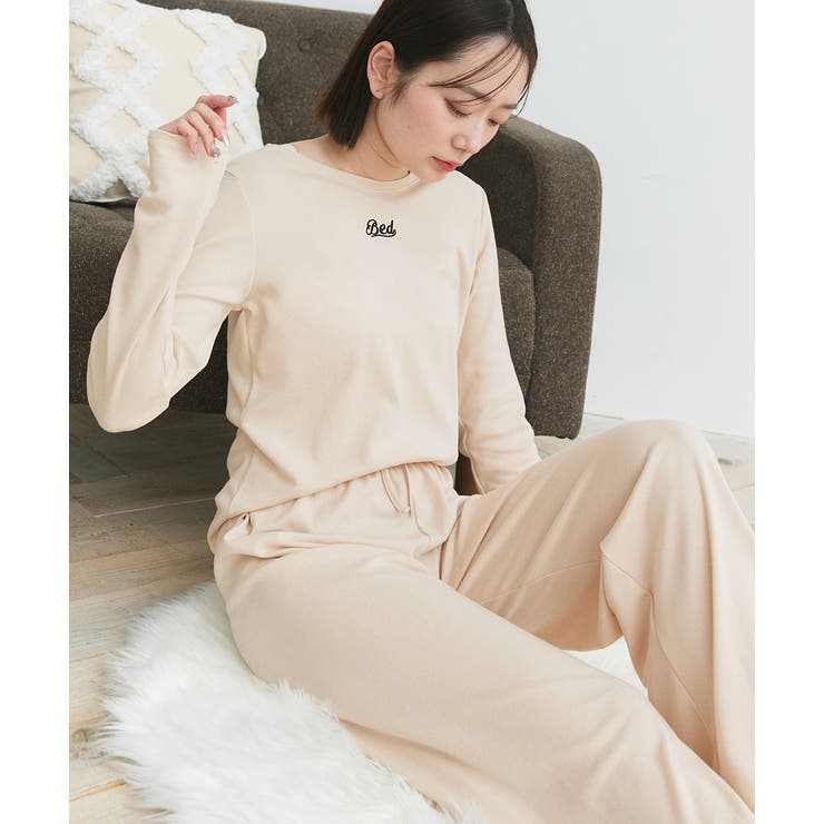 ロゴ刺繍スムースロングTシャツルームウェア | ad thie | 詳細画像32 