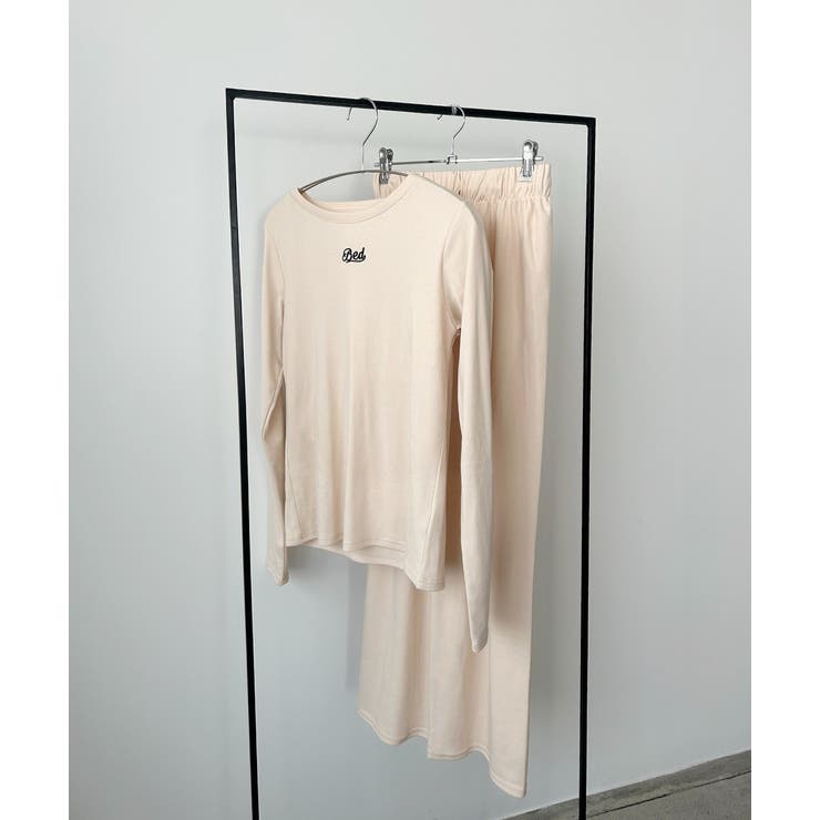 ロゴ刺繍スムースロングTシャツルームウェア | ad thie | 詳細画像39 