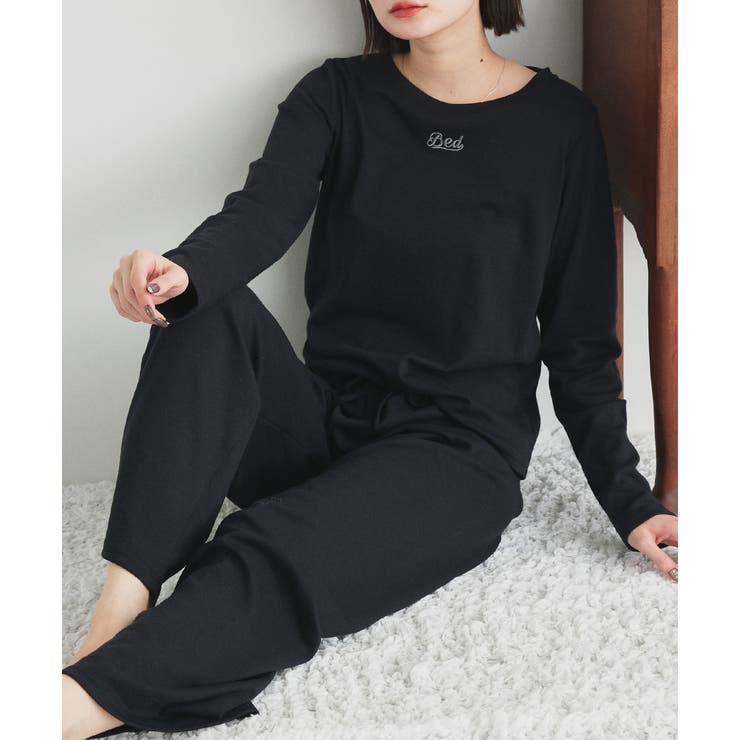 ロゴ刺繍スムースロングTシャツルームウェア | ad thie | 詳細画像6 