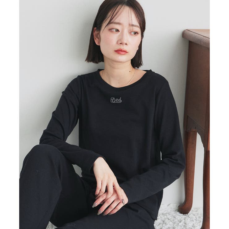 ロゴ刺繍スムースロングTシャツルームウェア | ad thie | 詳細画像7 