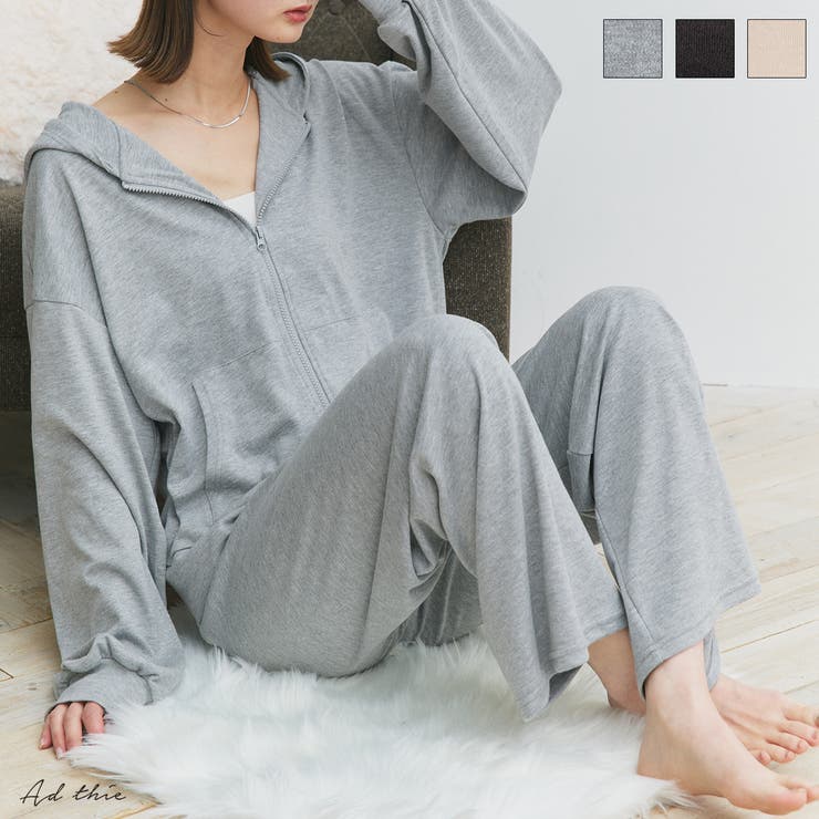 スムースダブルジップパーカールームウェア	 | ad thie | 詳細画像1 