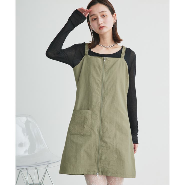 ナイロンダブルジップミニワンピース | ad thie | 詳細画像31 