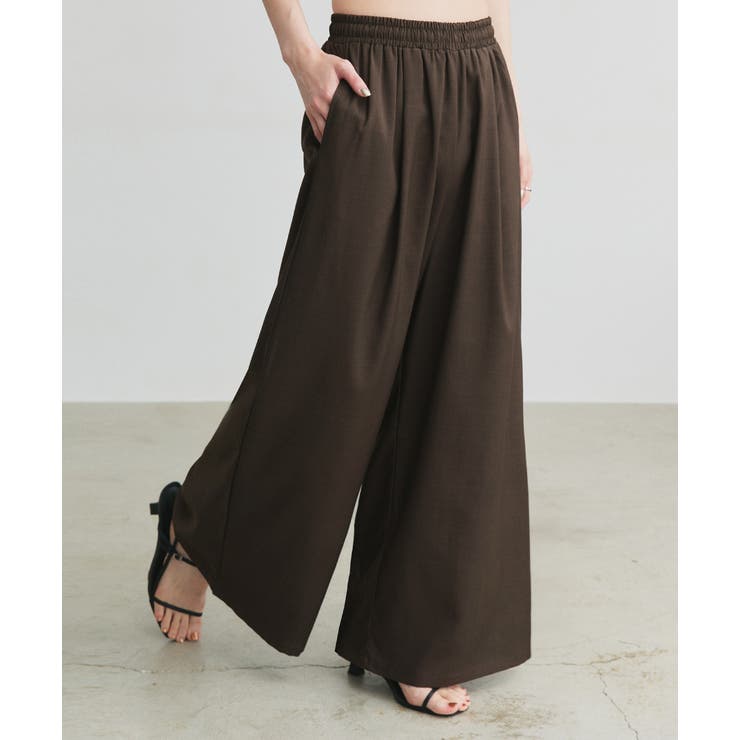 ダークブラウン | フロントタックイージーワイドパンツ | ad thie