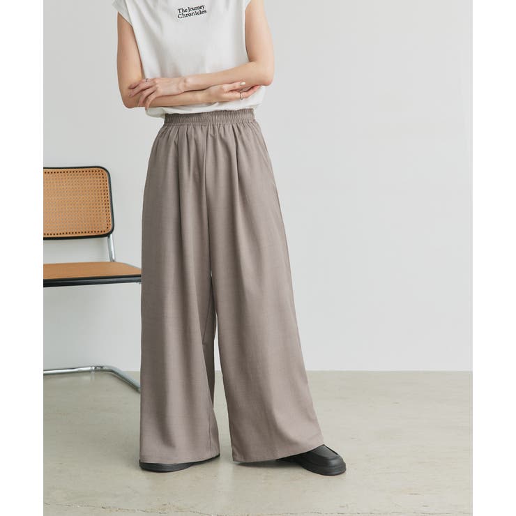 グレージュ | フロントタックイージーワイドパンツ | ad thie
