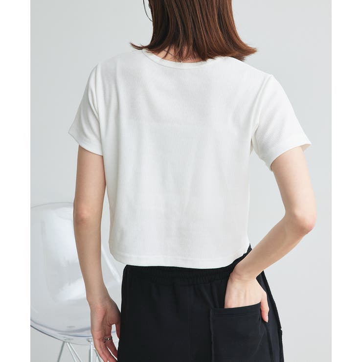 ショート丈シアーシャツ 半袖リブTシャツセット | ad thie | 詳細画像11 