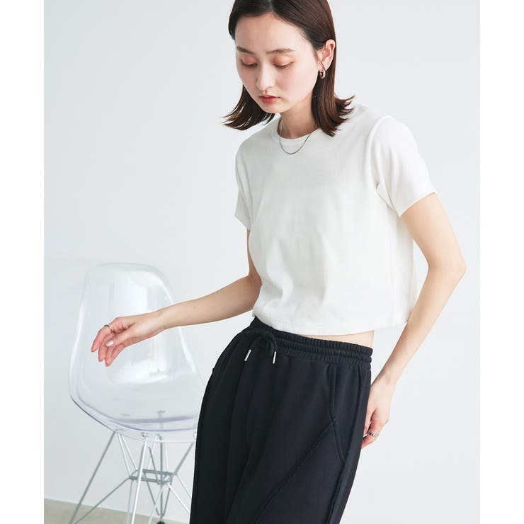 ショート丈シアーシャツ 半袖リブTシャツセット | ad thie | 詳細画像12 