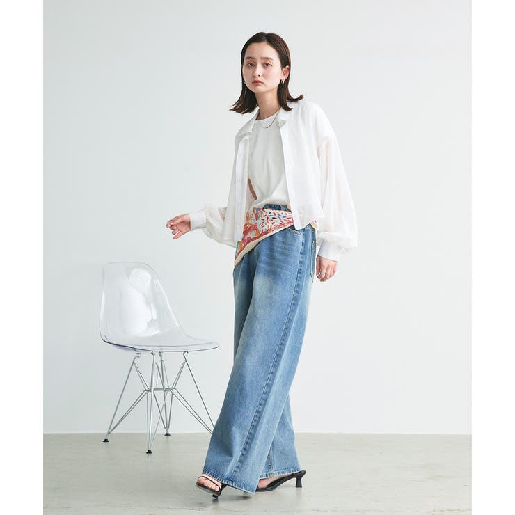 ショート丈シアーシャツ 半袖リブTシャツセット | ad thie | 詳細画像18 