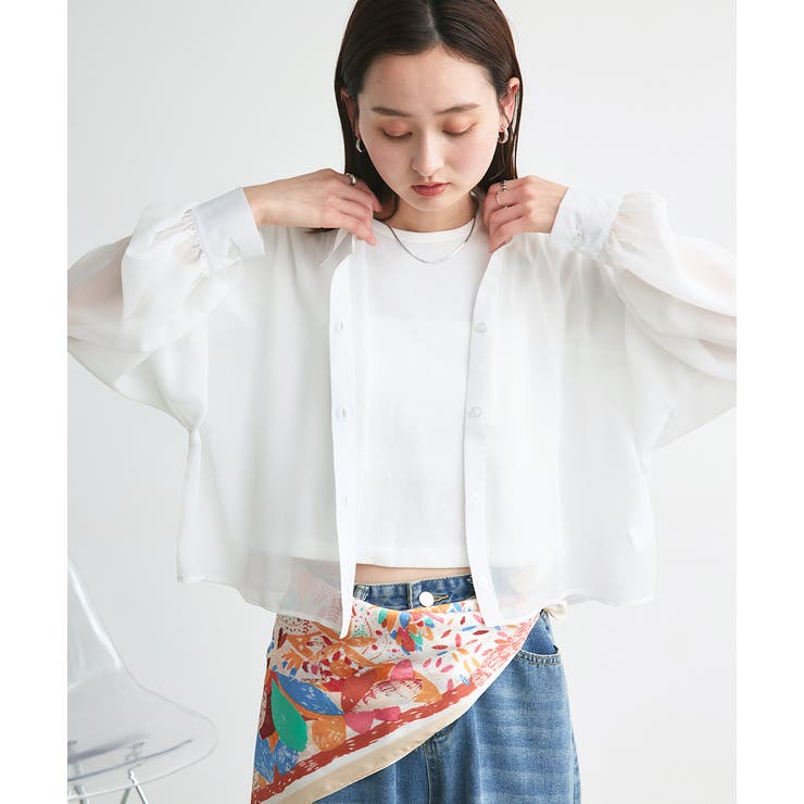 2025SS新作】ショート丈シアーシャツ 半袖リブTシャツセット