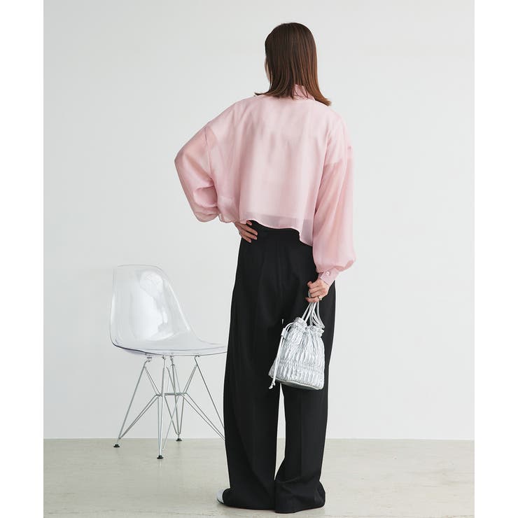 ショート丈シアーシャツ 半袖リブTシャツセット | ad thie | 詳細画像27 