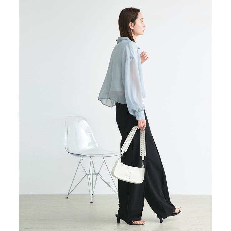 ショート丈シアーシャツ 半袖リブTシャツセット | ad thie | 詳細画像3 