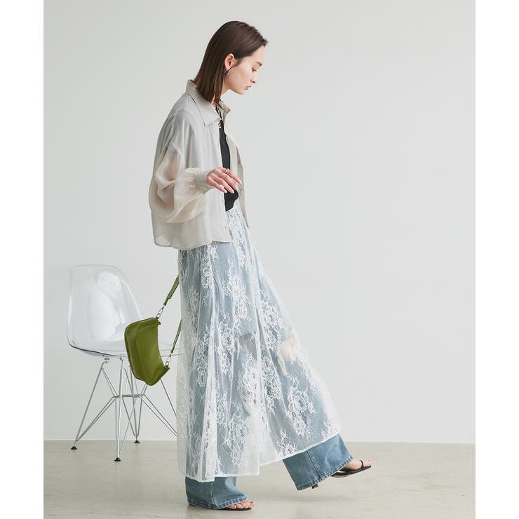 ショート丈シアーシャツ 半袖リブTシャツセット | ad thie | 詳細画像44 