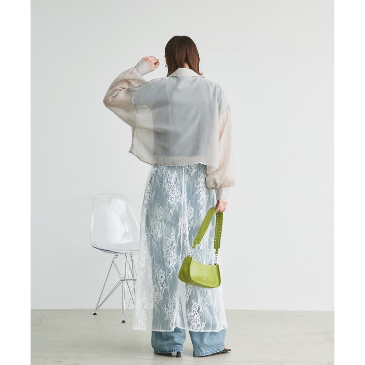 ショート丈シアーシャツ 半袖リブTシャツセット | ad thie | 詳細画像45 