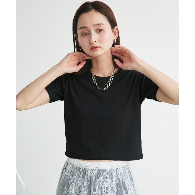 ショート丈シアーシャツ 半袖リブTシャツセット | ad thie | 詳細画像50 