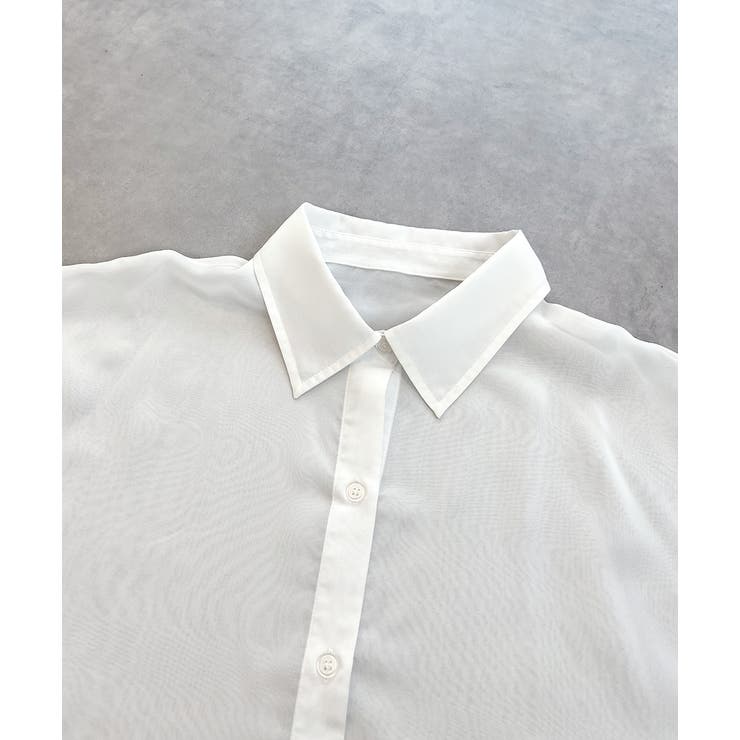 ショート丈シアーシャツ 半袖リブTシャツセット | ad thie | 詳細画像56 