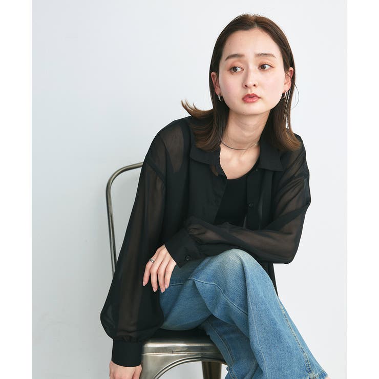 オーバーシルエットシアーシャツ リブタンクトップセット	 | ad thie | 詳細画像51 