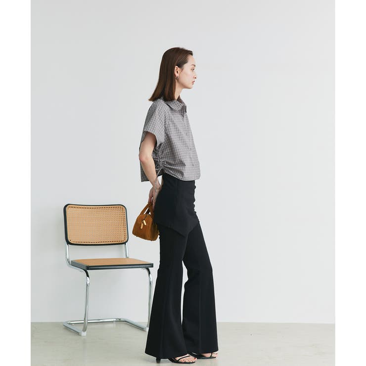 ショート丈ドロストチェックシャツ | ad thie | 詳細画像29 