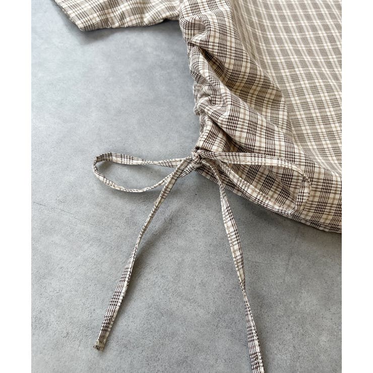 ショート丈ドロストチェックシャツ | ad thie | 詳細画像38 