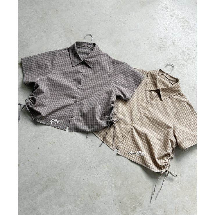 ショート丈ドロストチェックシャツ | ad thie | 詳細画像43 