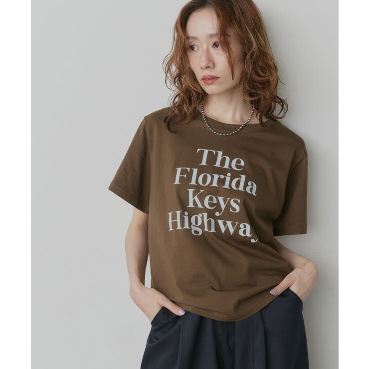 ブラウン | ベーシックロゴプリントTシャツ | ad thie