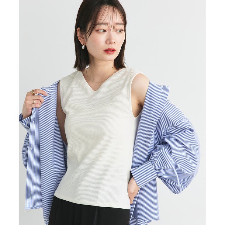 アイボリー | 前後2wayリブタンクトップ | ad thie