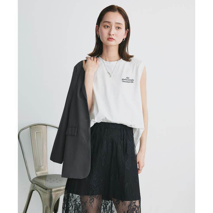 ワンポイントロゴ刺繍タンクトップ | ad thie | 詳細画像11 