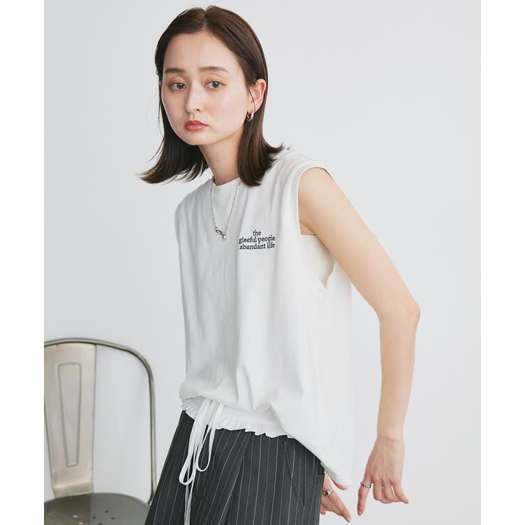 ワンポイントロゴ刺繍タンクトップ | ad thie | 詳細画像15 