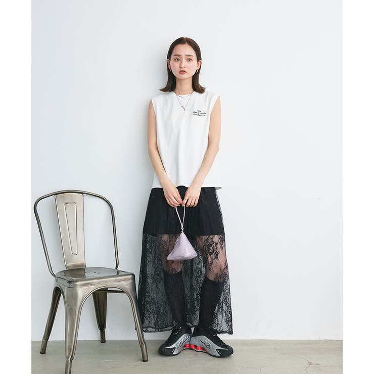 ワンポイントロゴ刺繍タンクトップ | ad thie | 詳細画像2 