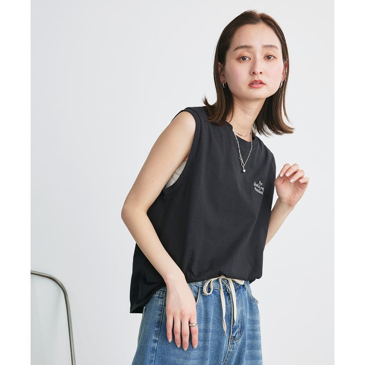 ワンポイントロゴ刺繍タンクトップ | ad thie | 詳細画像25 