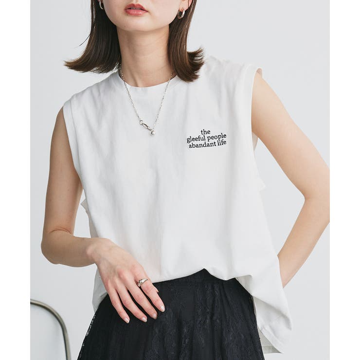 ワンポイントロゴ刺繍タンクトップ | ad thie | 詳細画像9 