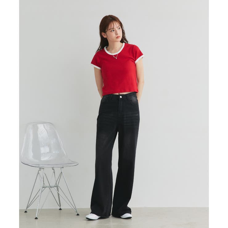 リンガーデザイン フライスコンパクトTシャツ | ad thie | 詳細画像38 