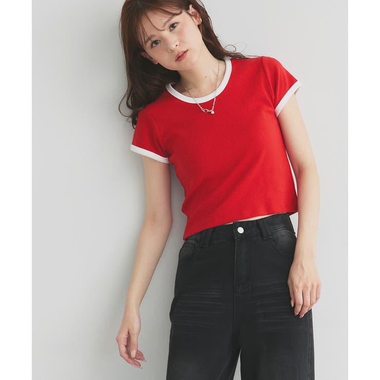 リンガーデザイン フライスコンパクトTシャツ | ad thie | 詳細画像42 