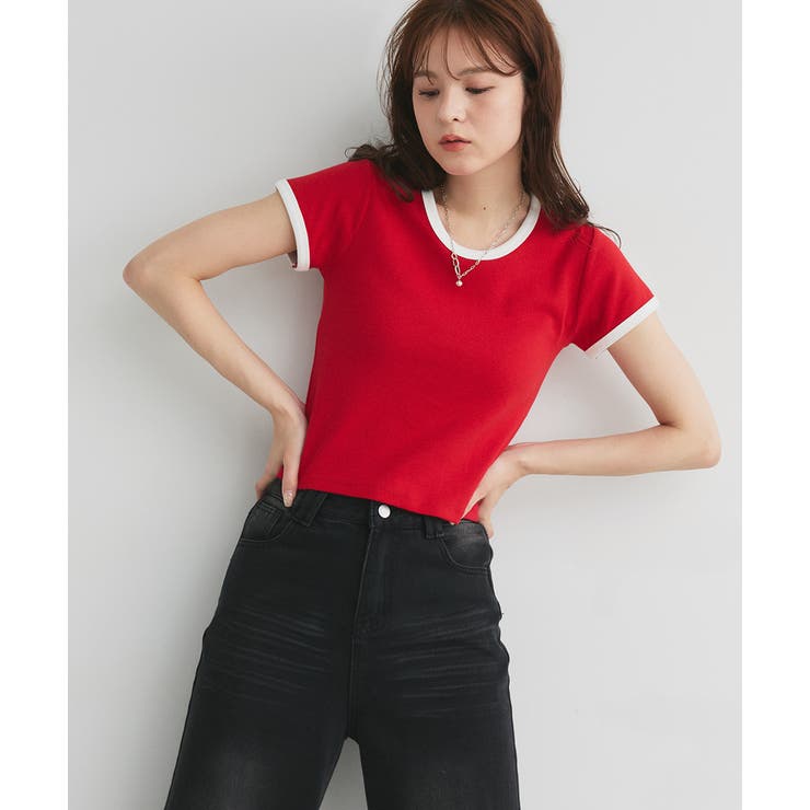 リンガーデザイン フライスコンパクトTシャツ | ad thie | 詳細画像43 