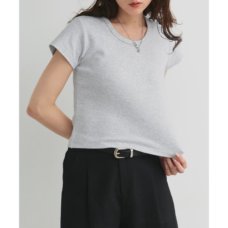 オートミール | リンガーデザイン フライスコンパクトTシャツ | ad thie