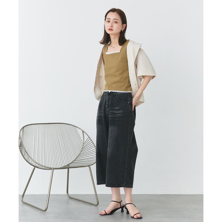 スクエアネックレースリブタンクトップ | ad thie | 詳細画像10 