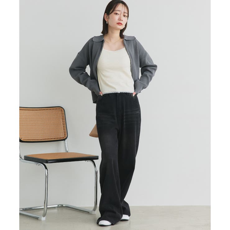 スクエアネックレースリブタンクトップ | ad thie | 詳細画像37 