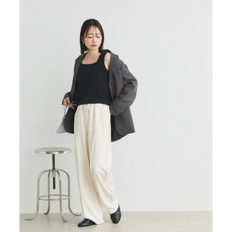 スクエアネックレースリブタンクトップ | ad thie | 詳細画像44 