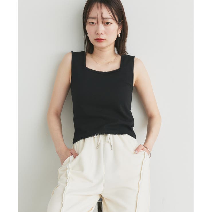 スクエアネックレースリブタンクトップ | ad thie | 詳細画像48 