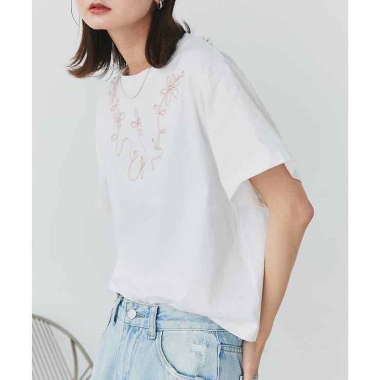 美品 EDWAR ACHOUR PARIS エドワード アシュー パリ フラワーモチーフ 半袖 カットソー ティアドロップ 36 イエロー 黄 レディース 古着 中古 USED 美品 EDWAR ACHOUR PARIS エドワード アシュー パリ フラワー