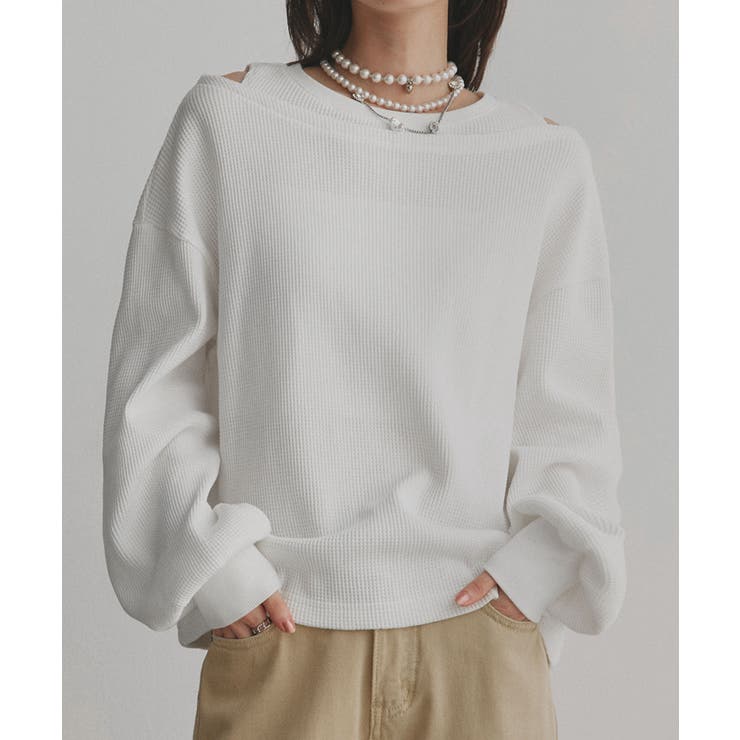 フェイクレイヤードデザイン ワッフルプルオーバー | ad thie | 詳細画像21 